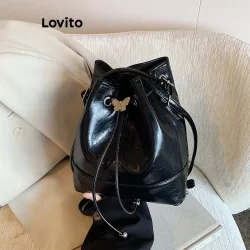 Lovito Casual Plain Butterfly Texture Commute Simple Sense Of Design Mochila para Mulheres LFA56181