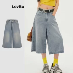Lovito Jeans Casual Feminino Com Bolso Liso Outono/inverno L117AD091