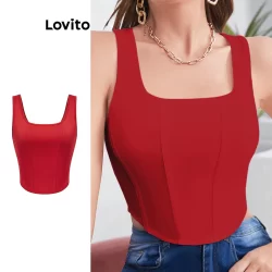 Lovito Regata Casual Com Estrutura Lisa E Regata Feminina L108ED021