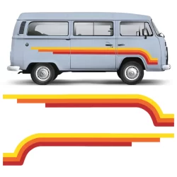 Faixa Lateral Kombi Classica Adesivo Anos 70 Laranja/Amarelo