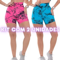 Kit 2 Kit 2 Shorts Femininos Marmorizados para Musculação e Caminhada