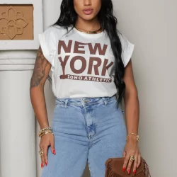 Blusa Feminina Manga Japonesa Estampa New York Soho | 100% Algodão Estilo Urbano