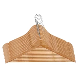 Conjunto 12 Cabides De Madeira Adulto Marfim Roupas Gancho Giratório Design Elegante Prático