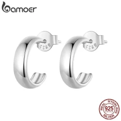 Brincos Bamoer 925 Sterling Sliver Design Simplicidade Presentes Simples Para Mulheres SCE1669-A