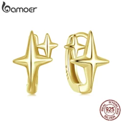 Brincos De Argola Bamoer 925 Sterling Sliver Starlight Joias Douradas Presentes Para Mulheres