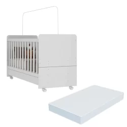 Berço Americano 3x1 com Colchão Incluso e Rodízios Pimpolho Multimóveis FG3568 Branco