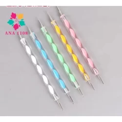 Kit 5 Boleadores Pinceis Ponta Dupla Decoração De Unha-ANA 1108