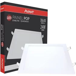 Luminária Painel Plafon 24w Quadrado Embutir Super Led Forte 30x30cm 1 ANO DE GARÂNTIA