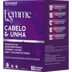 Polivitaminico Vitamina Femme Way Cabelos Unhas Vitamina B5 E Biotina Zinco 60 Prevent Pharma