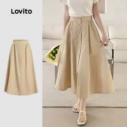 Lovito Saia Elegante Com Botões Frontais Para Mulheres L132ED623