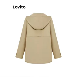(Trendy) Lovito Casaco casual liso alto baixo com botões na frente para mulheres LAD106748