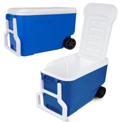 Caixa Cooler Térmico Azul com Rodas Wheelie Cool 36 Litros Igloo Capacidade Até 53 Latas