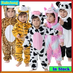 Bebê Recém-Nascido Pijamas Infantil Criança Manga Longa Macacão Kigurumi Bonito Vaca Panda Tigre Leão Dos Desenhos Anima