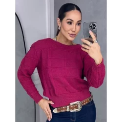 Blusa de Frio Tricô Feminina | Estilo Elegante em Lã Confortável Outono/Inverno