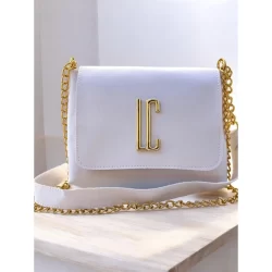 Bolsa Leve Pequena Preta Transversal Tiracolo Com Corrente Promoção ref 13